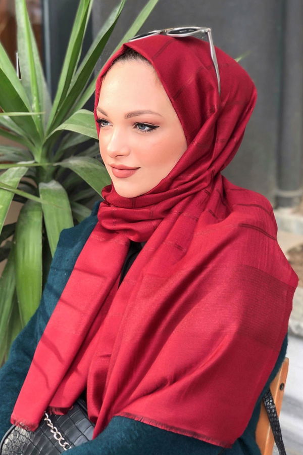 Simli Şal Siyah Bordo - 8180