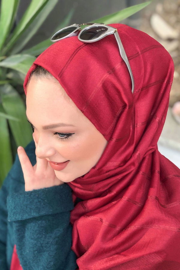 Simli Şal Siyah Bordo - 8180