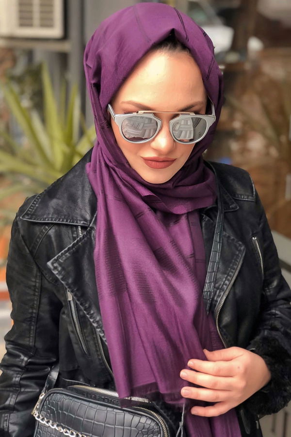 Simli Şal Siyah Mor - 8180