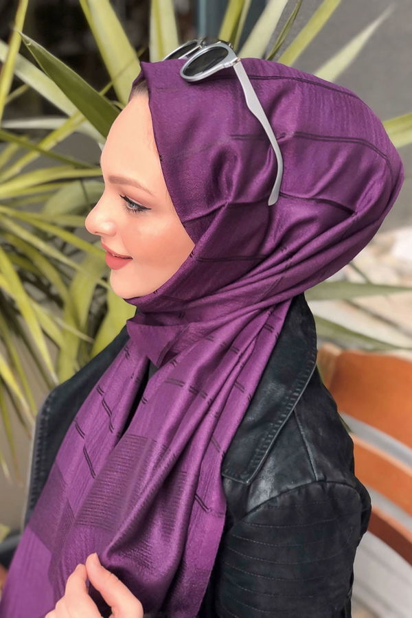 Simli Şal Siyah Mor - 8180