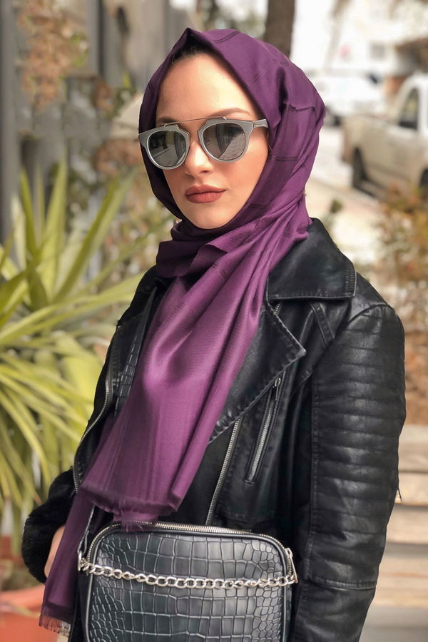 Simli Şal Siyah Mor - 8180
