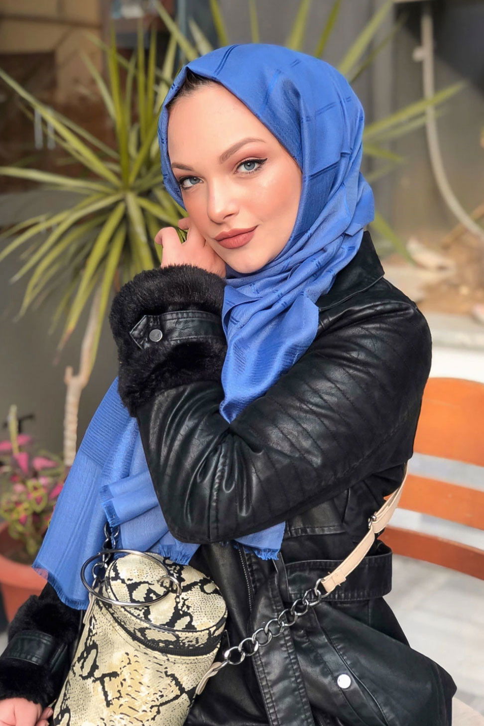 Simli Şal Siyah Mavi - 8180