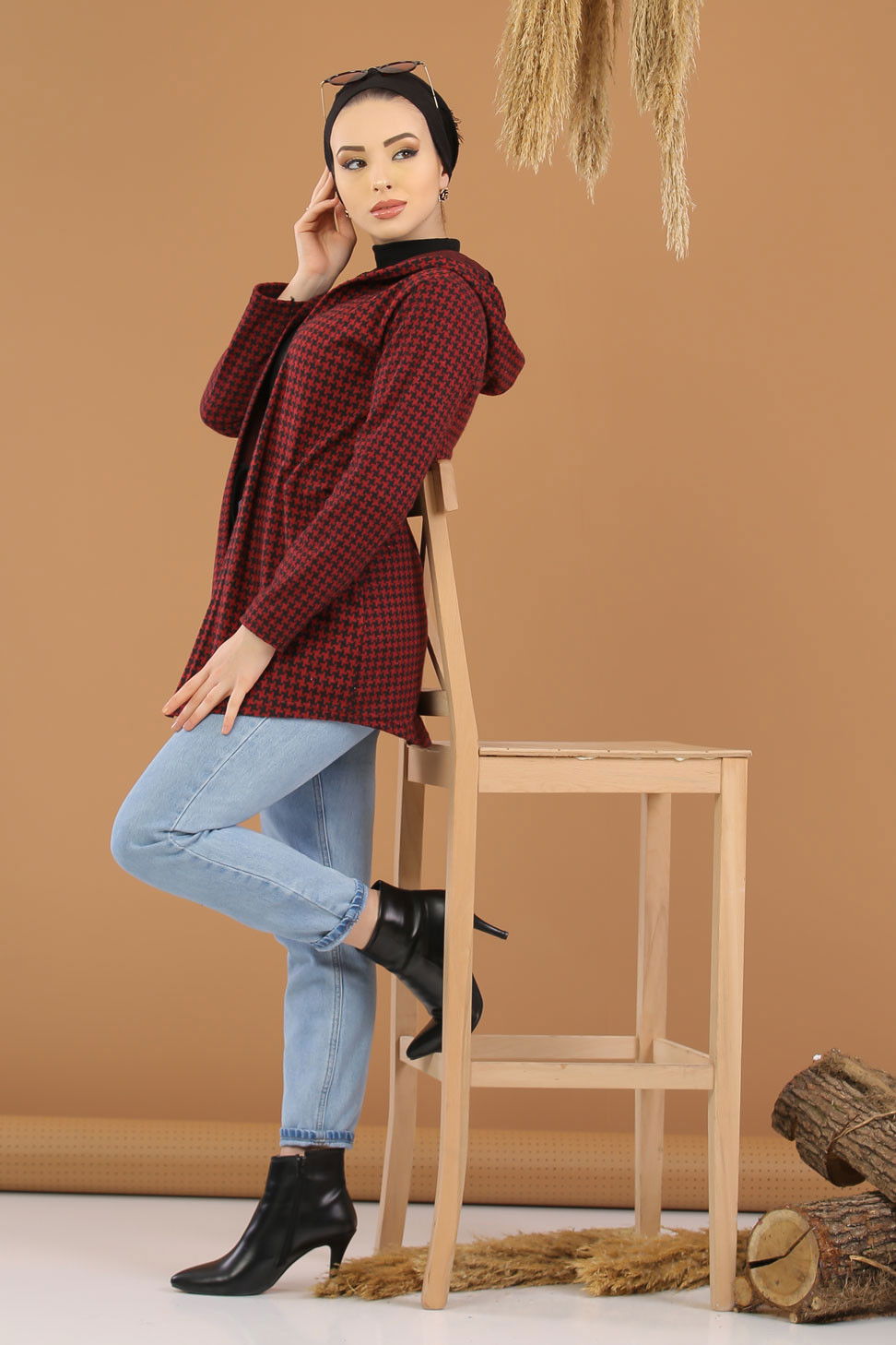 Kapşonlu Ceket Bordo  Bordo - 8254