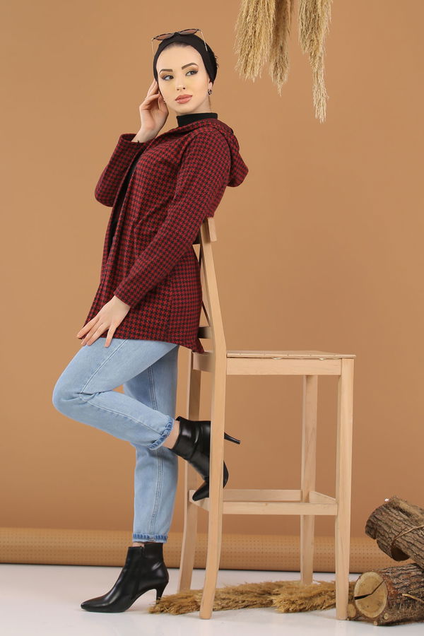 Kapşonlu Ceket Bordo  Bordo - 8254