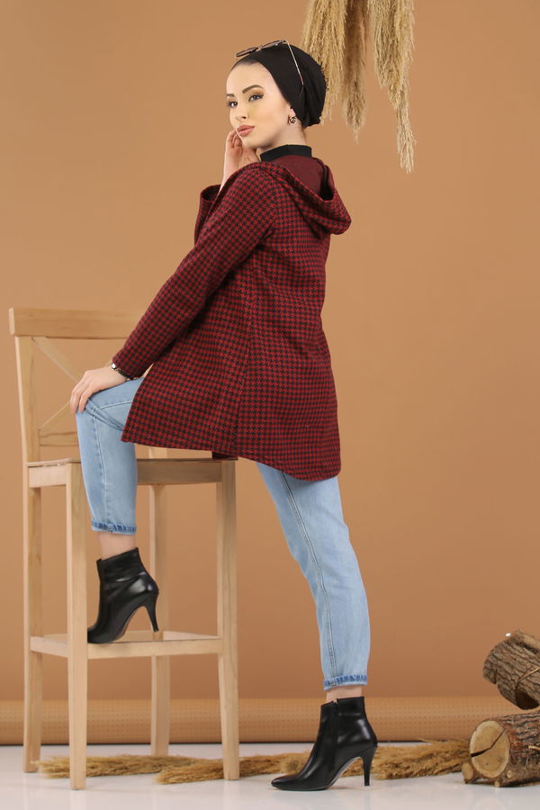 Kapşonlu Ceket Bordo  Bordo - 8254