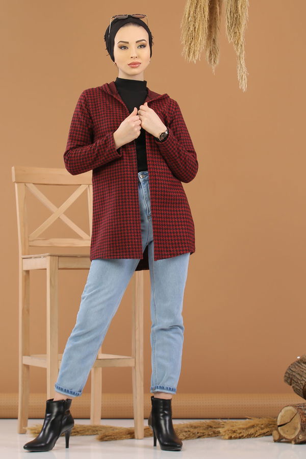 Kapşonlu Ceket Bordo  Bordo - 8254