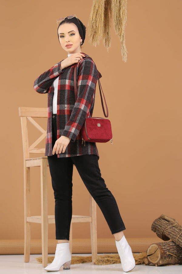 Kapşonlu Ceket Bordo  Bordo - 8255