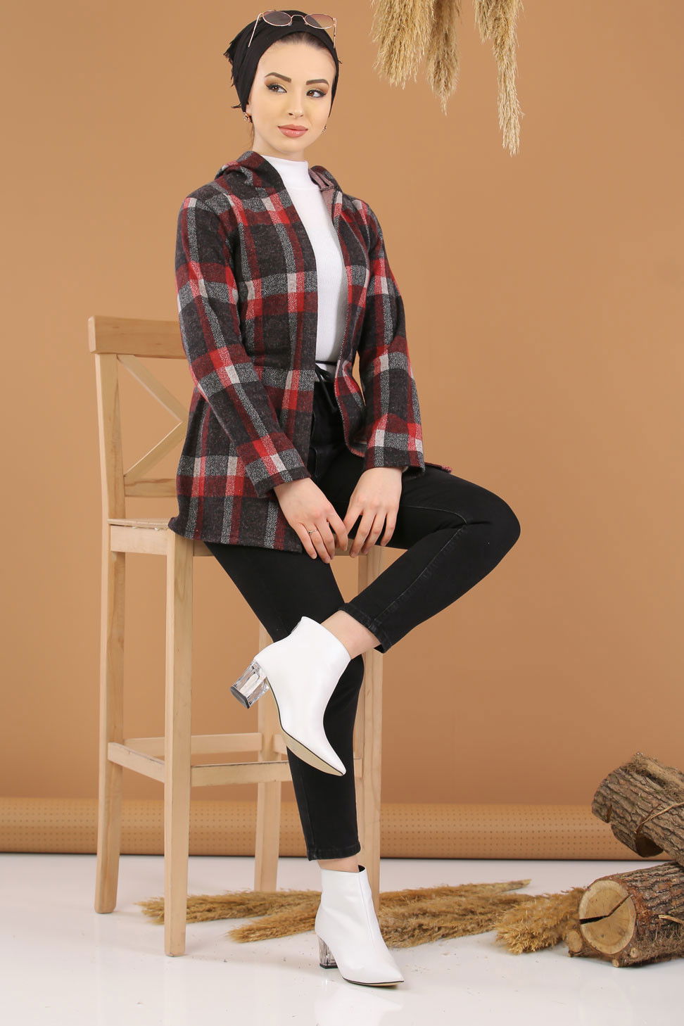 Kapşonlu Ceket Bordo  Bordo - 8255