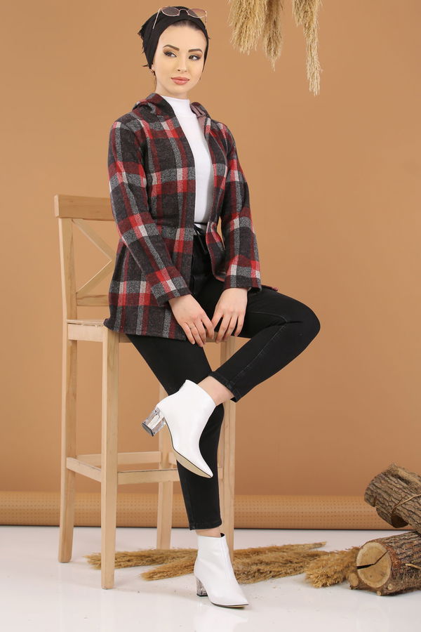 Kapşonlu Ceket Bordo  Bordo - 8255