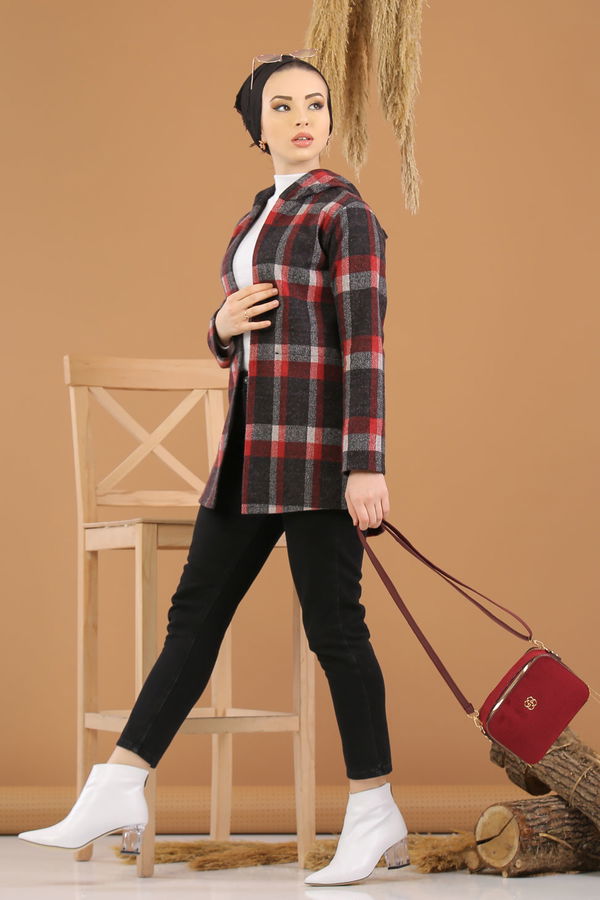 Kapşonlu Ceket Bordo  Bordo - 8255