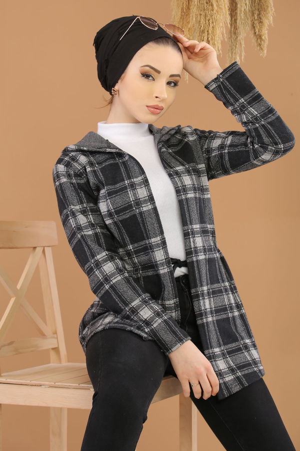 Kapşonlu Ceket Haki  Gri - 8256