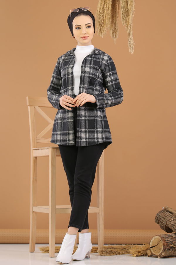Kapşonlu Ceket Haki  Gri - 8256