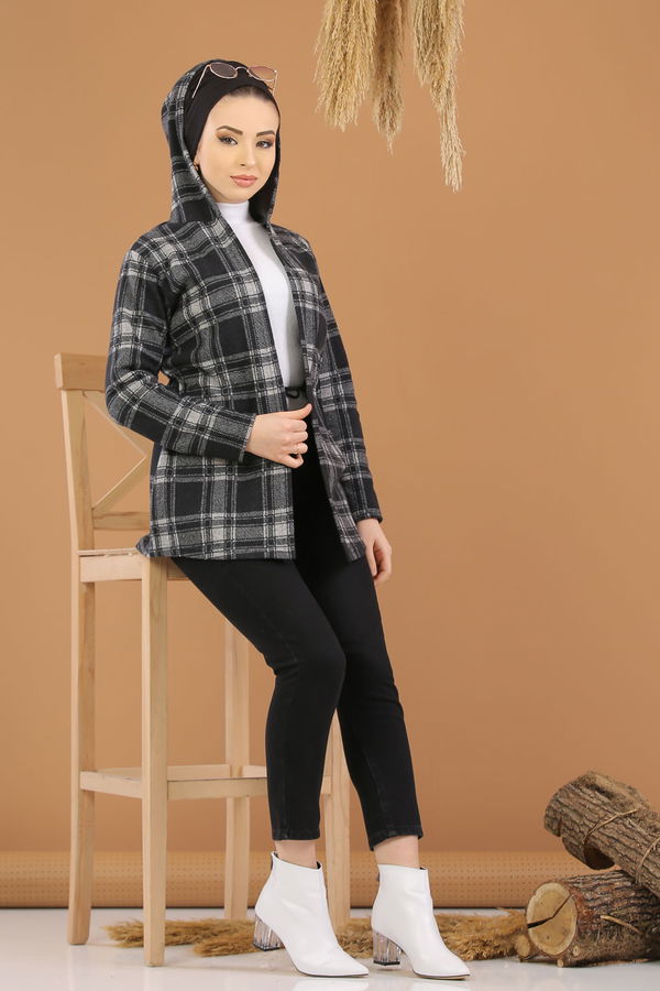 Kapşonlu Ceket Haki  Gri - 8256