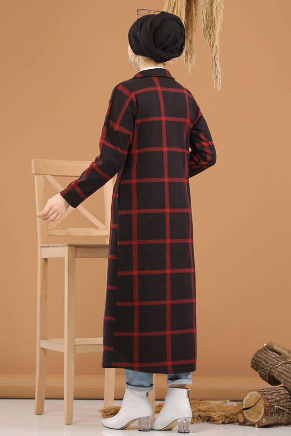 Dügmeli Hırka Haki  Bordo - 5238