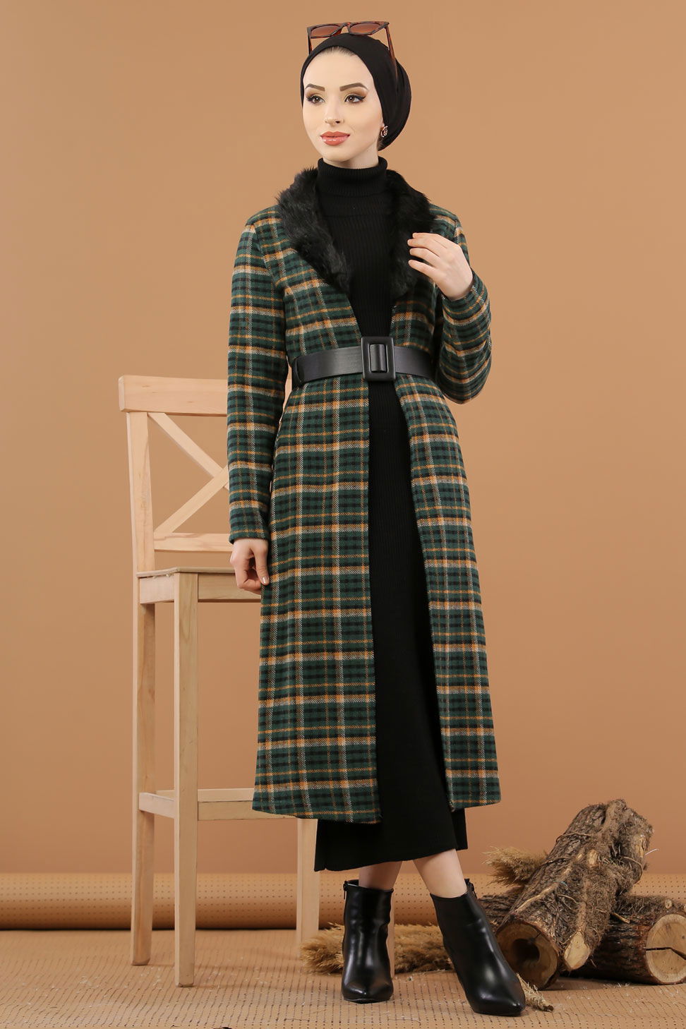 Kürk Detay Kap Zumrut - 8263 Yeşil - 8263