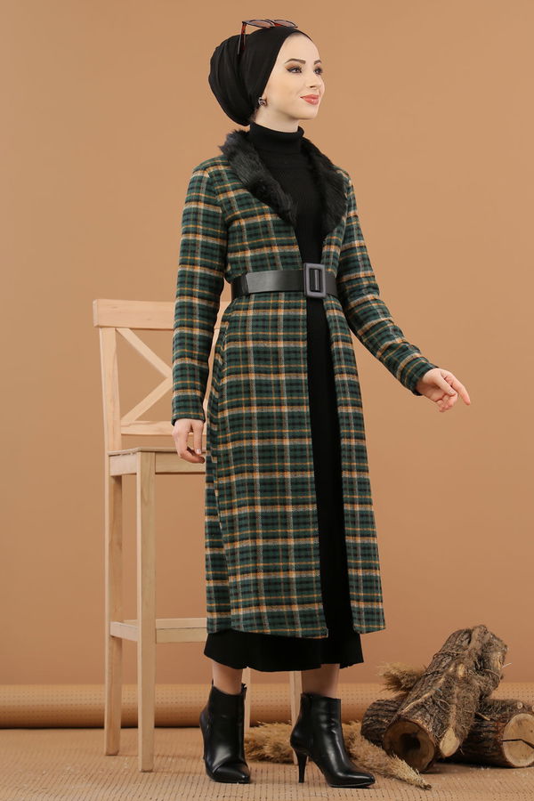 Kürk Detay Kap Zumrut - 8263 Yeşil - 8263