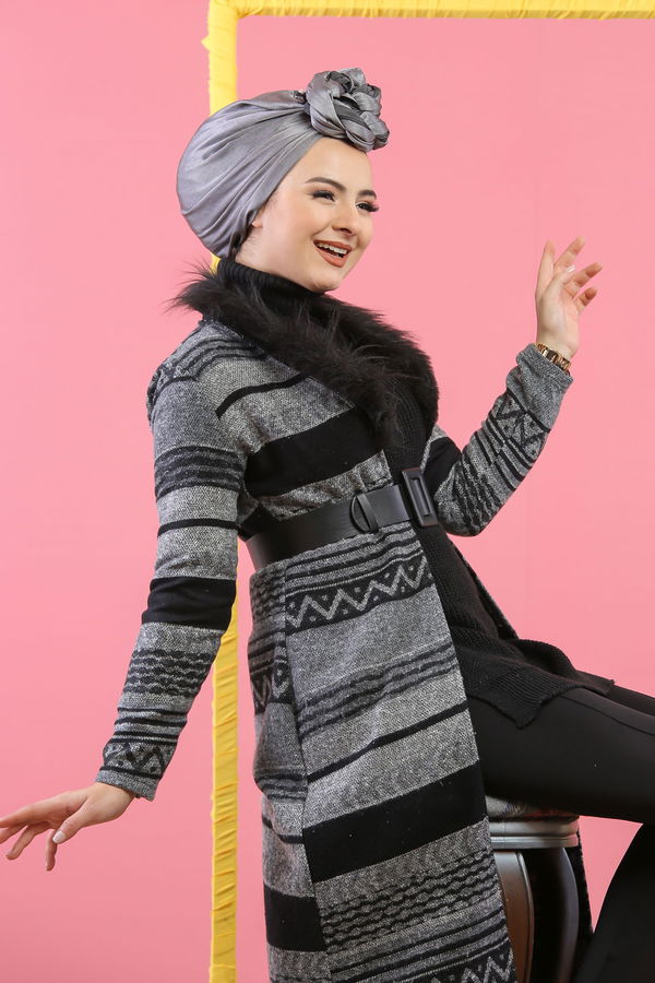 Kürk Detay Kap Gri - 8269 Gri - 8269