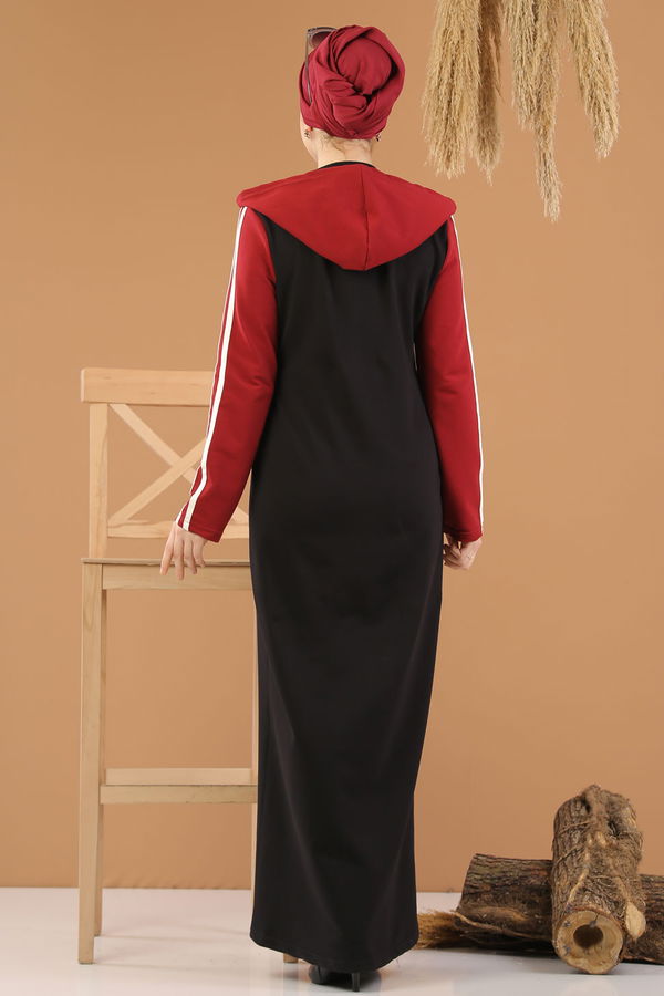 Fermuarlı Hırka Laci Bordo Siyah - 5181 SİYAH