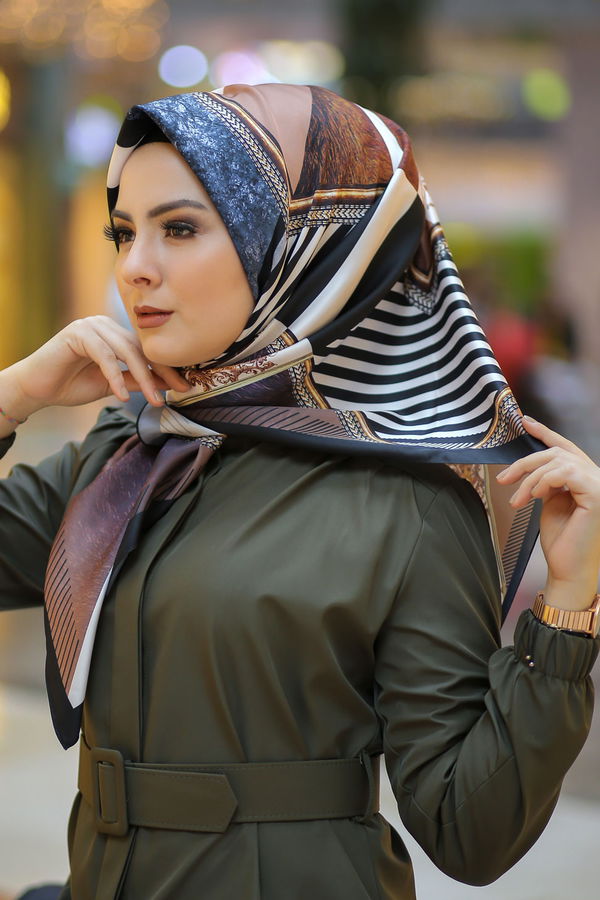 Desenli Şal Siyah Taba - 8277 TABA