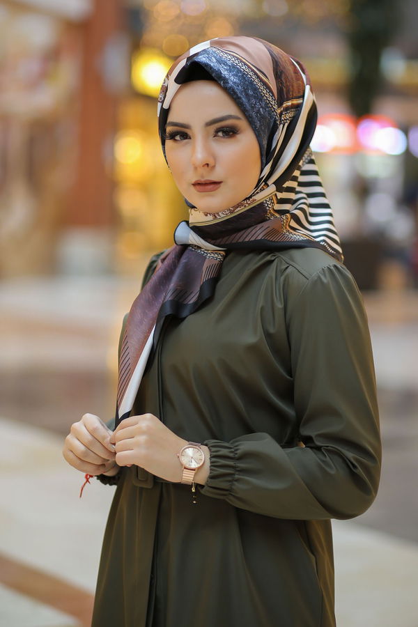 Desenli Şal Siyah Taba - 8277 TABA