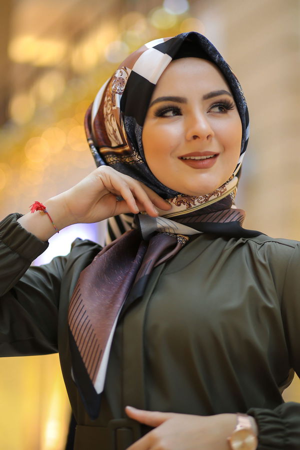 Desenli Şal Siyah Taba - 8277 TABA