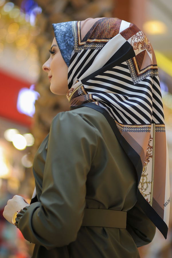 Desenli Şal Siyah Taba - 8277 TABA
