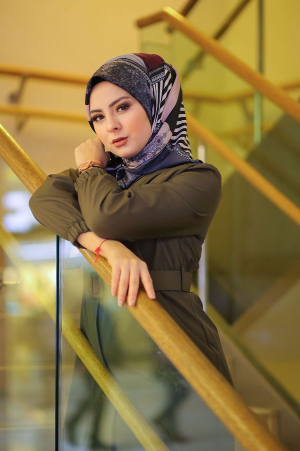 Desenli Şal Siyah Mor - 8277