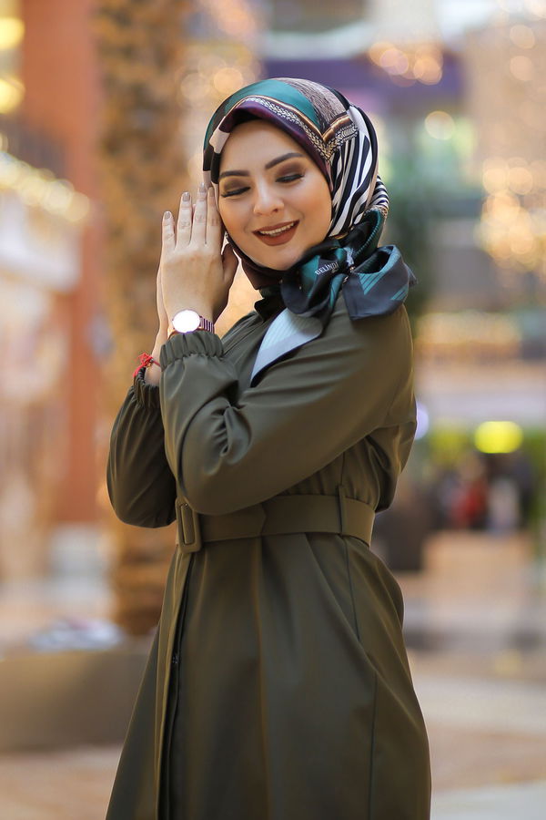 Desenli Şal Siyah Yeşil - 8277 YEŞİL