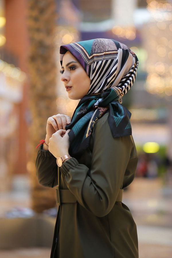 Desenli Şal Siyah Yeşil - 8277 YEŞİL