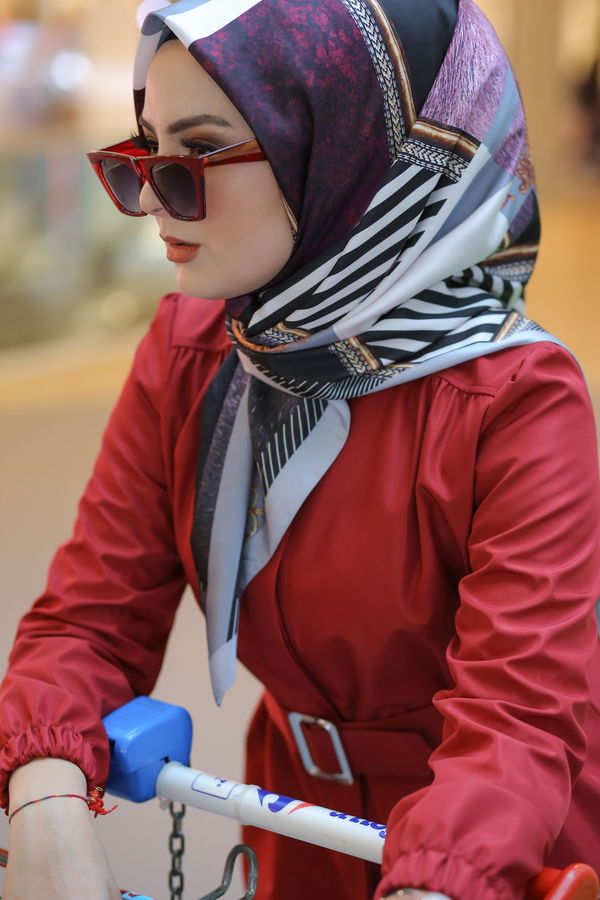 Desenli Şal Siyah Gri - 8277