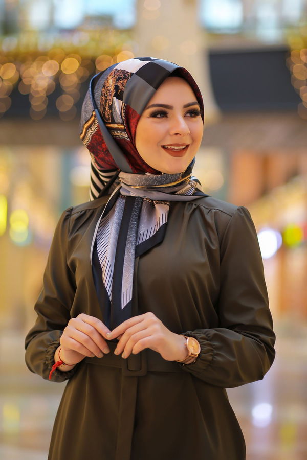Desenli Şal Siyah Antrasit - 8277