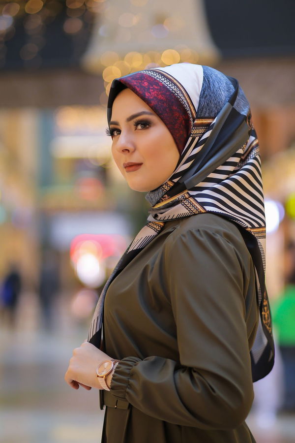 Desenli Şal Siyah Antrasit - 8277