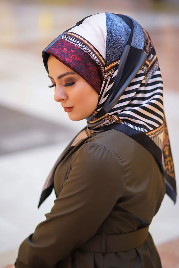 Desenli Şal Siyah Antrasit - 8277