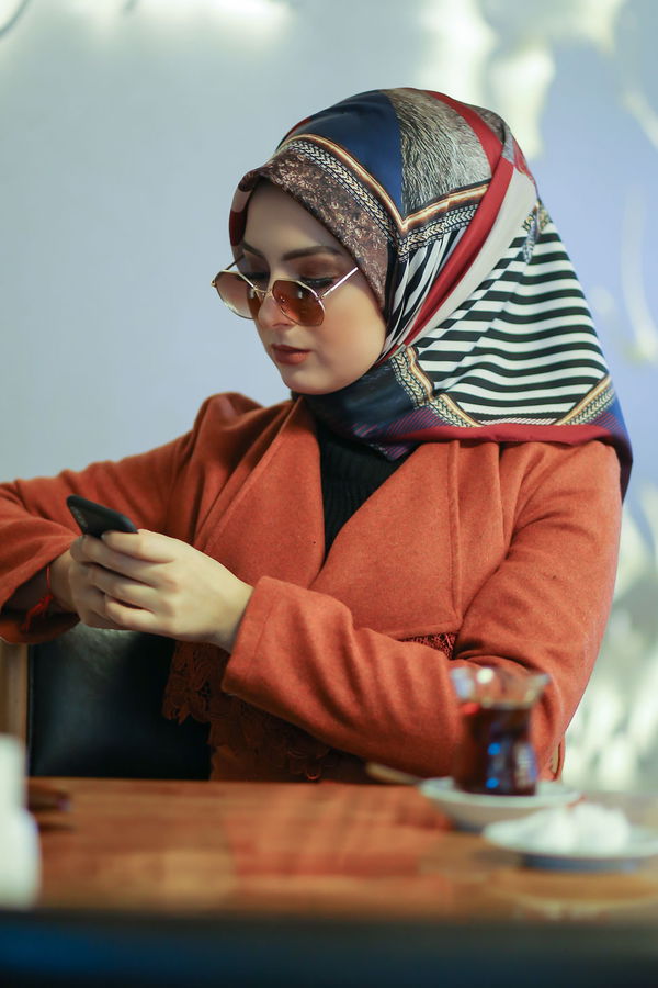 Desenli Şal Siyah Bordo - 8277 BORDO