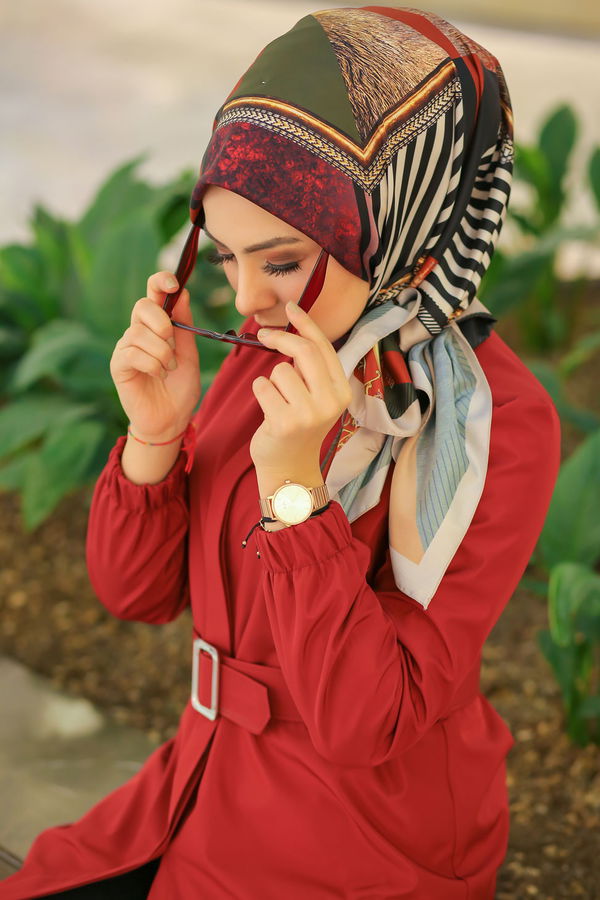 Desenli Şal Siyah Vizon - 8277 VİZON