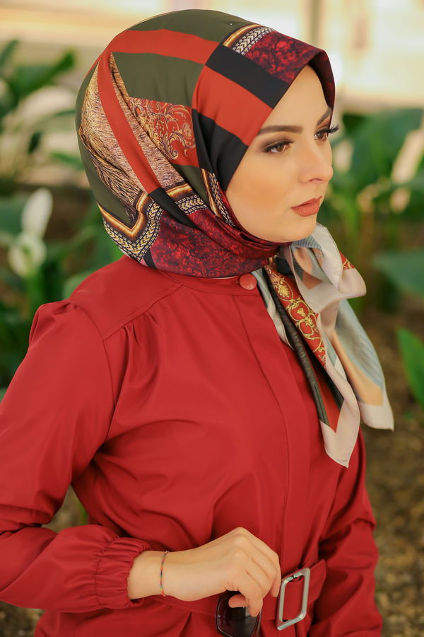 Desenli Şal Siyah Vizon - 8277 VİZON