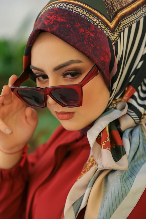 Desenli Şal Siyah Vizon - 8277 VİZON