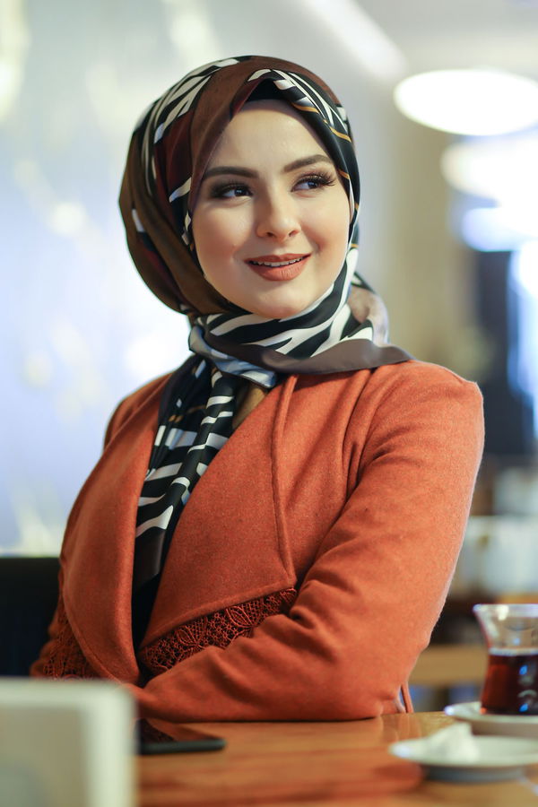 Desenli Şal Siyah  Kahverengi - 8276