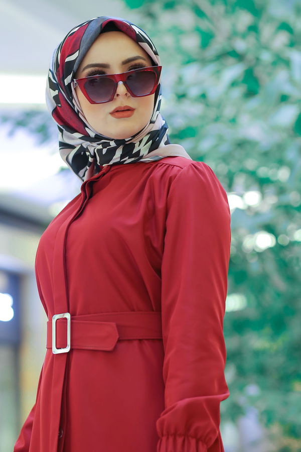 Desenli Şal Siyah  Pembe - 8276 PEMBE