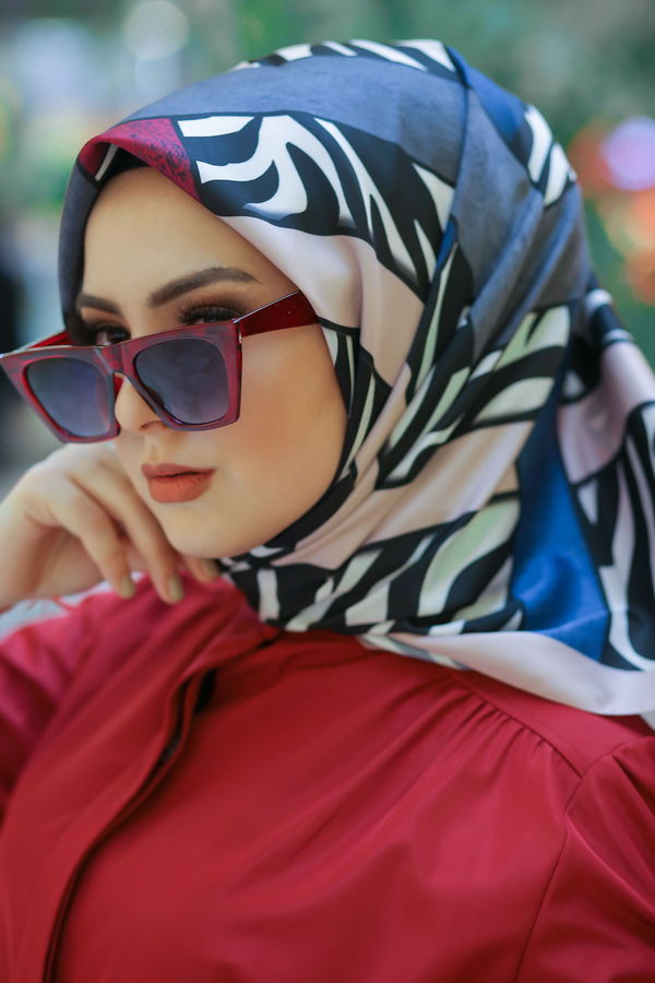 Desenli Şal Siyah  Pembe - 8276 PEMBE