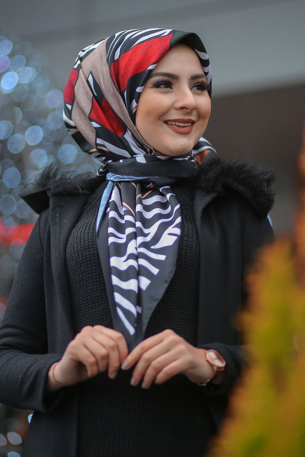 Desenli Şal Siyah  Siyah - 8276