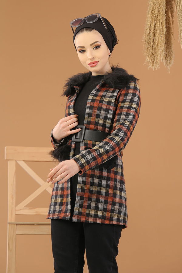 Kürk Detay Hırka Kiremit - 8279 Kiremit - 8279