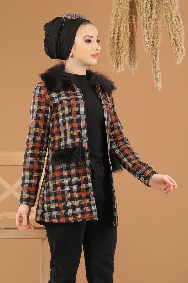 Kürk Detay Hırka Kiremit - 8279 Kiremit - 8279