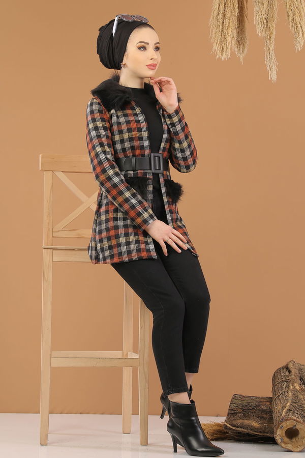 Kürk Detay Hırka Kiremit - 8279 Kiremit - 8279