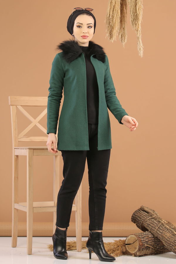Kürk Detay Ceket Zumrut - 8280 Yeşil - 8280