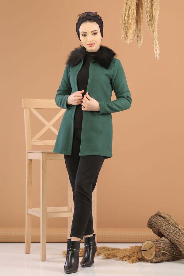 Kürk Detay Ceket Zumrut - 8280 Yeşil - 8280