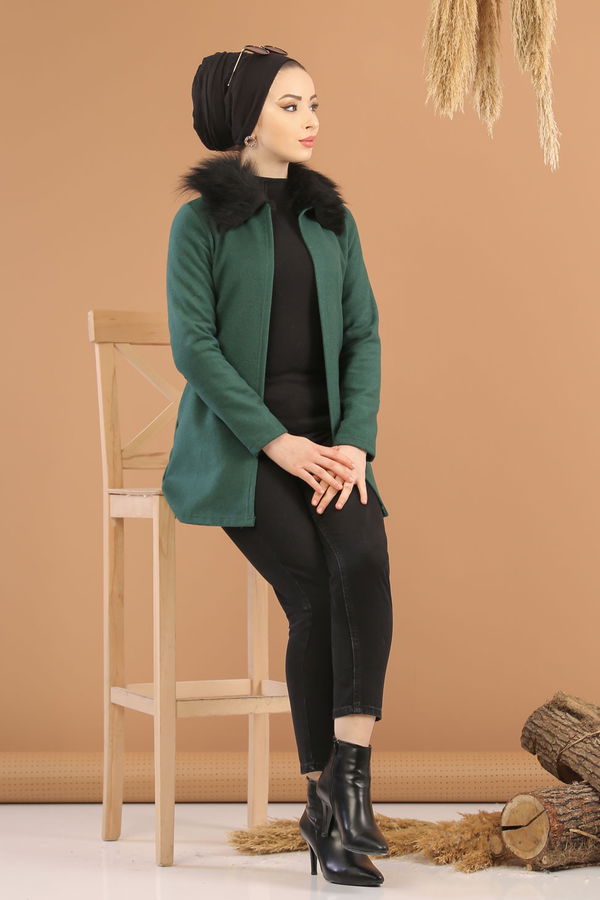 Kürk Detay Ceket Zumrut - 8280 Yeşil - 8280