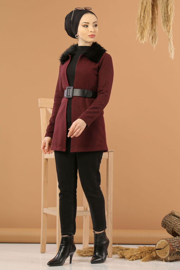 Kürk Detay Ceket  Bordo - 8280 Bordo - 8280