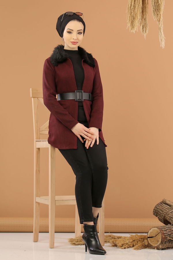 Kürk Detay Ceket  Bordo - 8280 Bordo - 8280