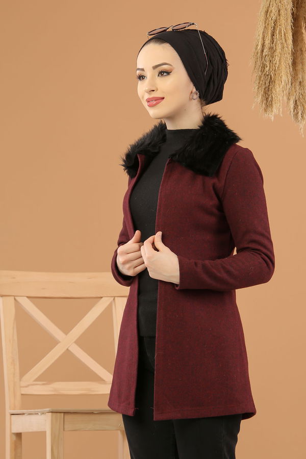 Kürk Detay Ceket  Bordo - 8280 Bordo - 8280